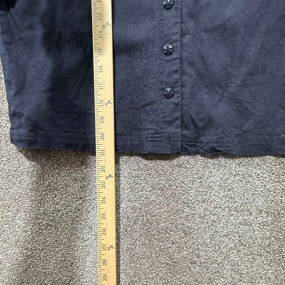 Christopher & Banks Short Sleeve Button Up Top Size 10 Blue Linen Rayon Capsule - Picture 6 of 9